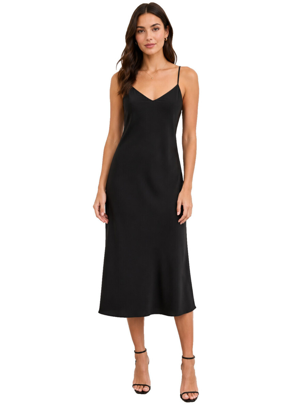 Ever New Melbourne Black Slip Dress Size 6 Spaghetti Strap Midi NWOT Polyester
